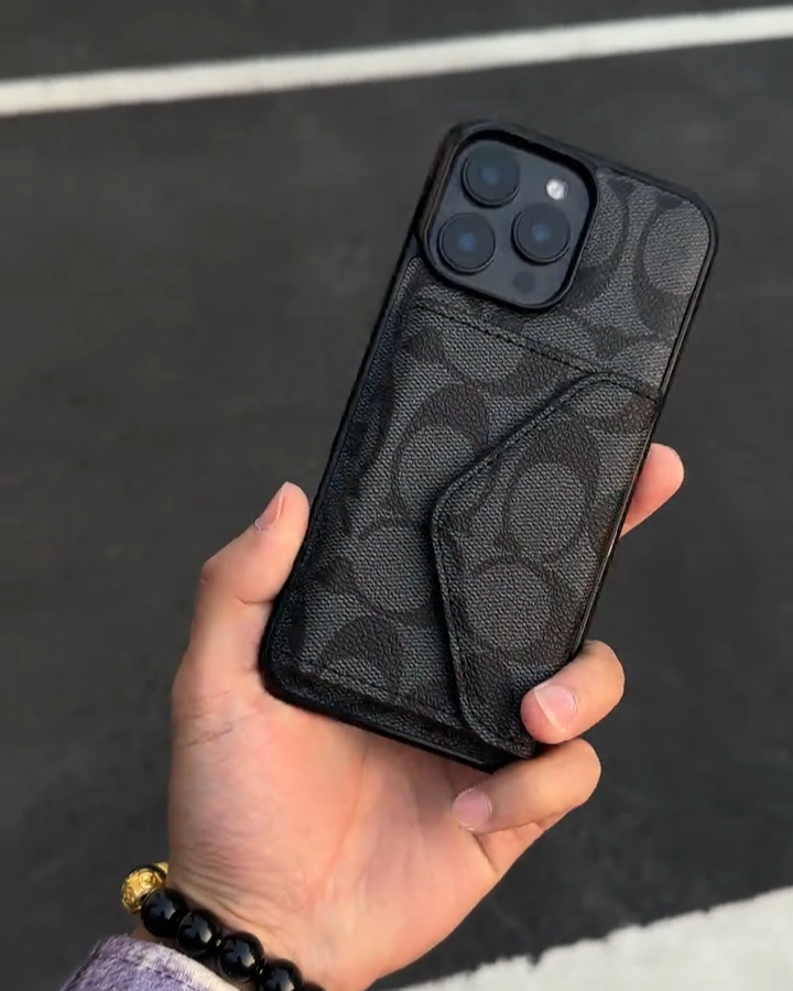 蔻馳卡包皮質磨砂手機殼